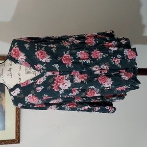 Torrid size 2, green floral blouse